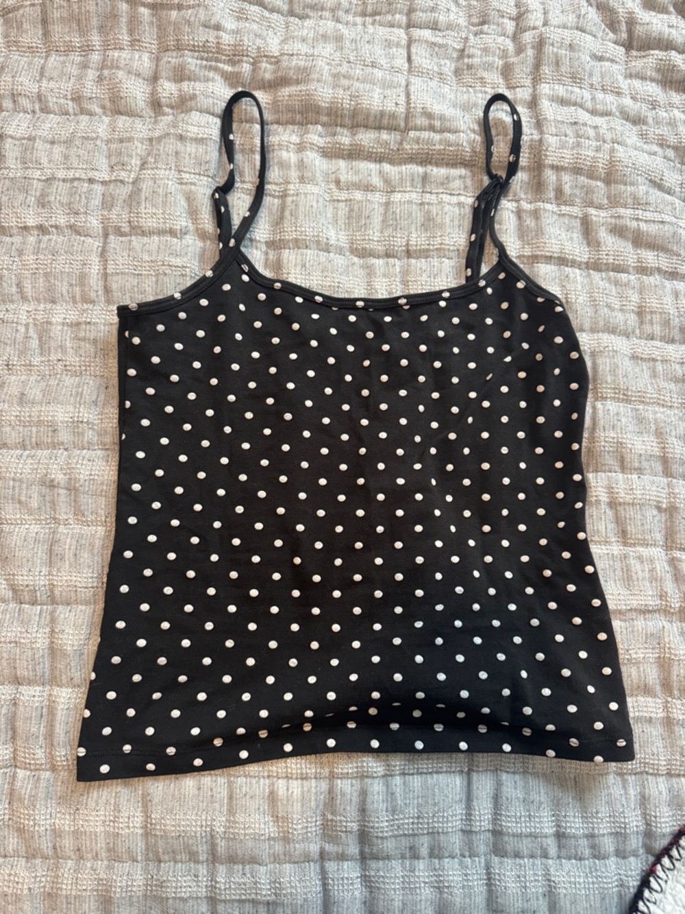 Black Polka Dot Spaghetti Strap Tank Top